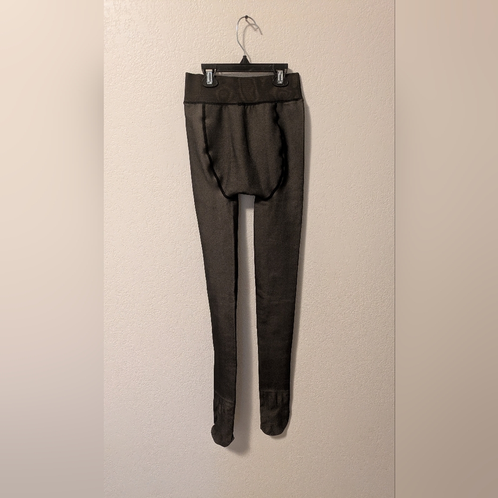 Dark Brown Lined Tights Size Small - Picture 2 of 4